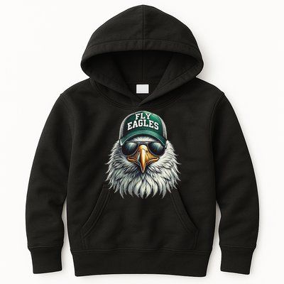 Cool Face Eagle With Sunglasses Vintage Eagles Flying Bird Kids Hoodie