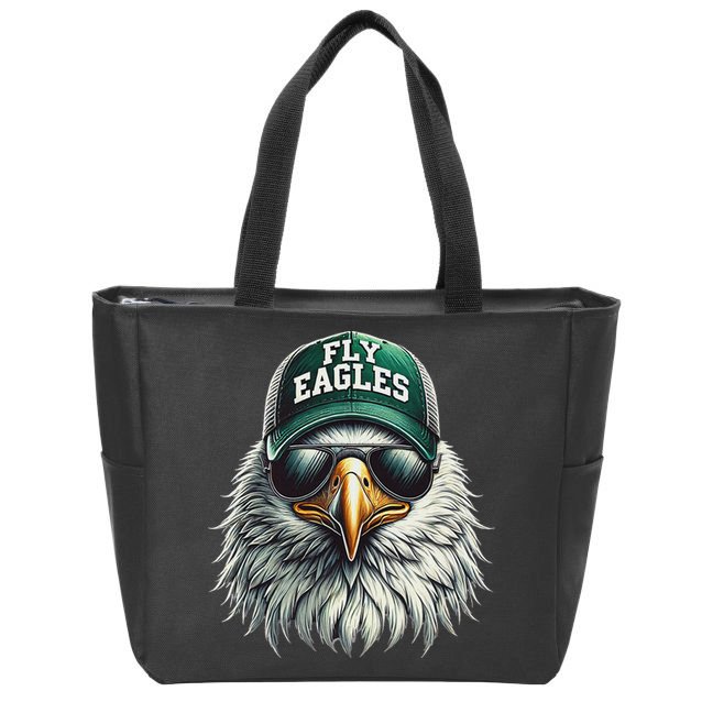 Cool Face Eagle With Sunglasses Vintage Eagles Flying Bird Zip Tote Bag