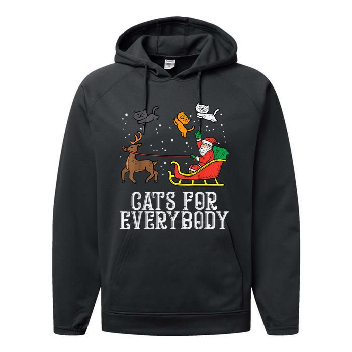 Cats For Everybody Christmas Cat Funny Xmas Wo Santa Performance Fleece Hoodie