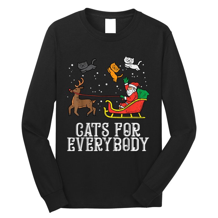 Cats For Everybody Christmas Cat Funny Xmas Wo Santa Long Sleeve Shirt