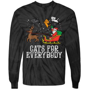 Cats For Everybody Christmas Cat Funny Xmas Wo Santa Tie-Dye Long Sleeve Shirt