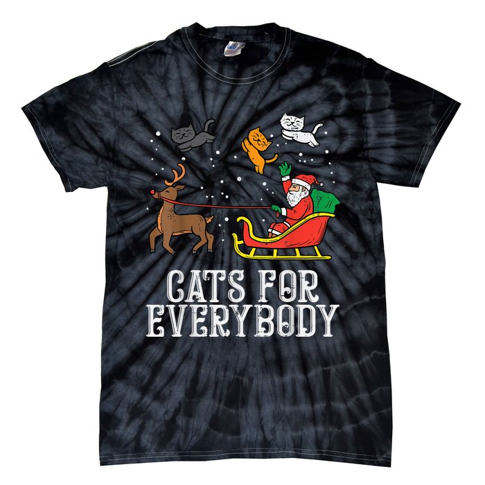 Cats For Everybody Christmas Cat Funny Xmas Wo Santa Tie-Dye T-Shirt