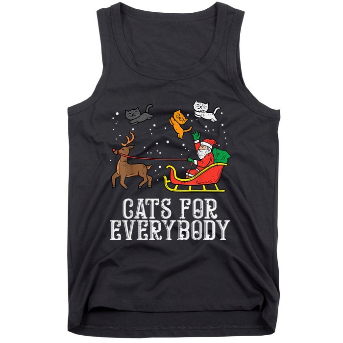 Cats For Everybody Christmas Cat Funny Xmas Wo Santa Tank Top