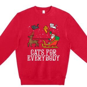 Cats For Everybody Christmas Cat Funny Xmas Wo Santa Premium Crewneck Sweatshirt