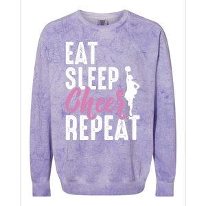 Cheerleader Funny Eat Sleep Cheer Repeat Gift Colorblast Crewneck Sweatshirt