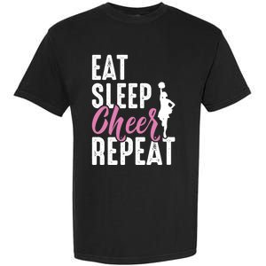 Cheerleader Funny Eat Sleep Cheer Repeat Gift Garment-Dyed Heavyweight T-Shirt