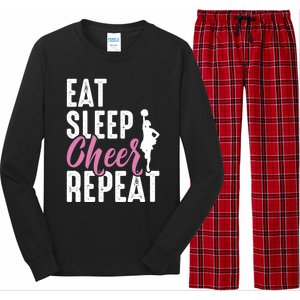 Cheerleader Funny Eat Sleep Cheer Repeat Gift Long Sleeve Pajama Set