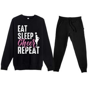 Cheerleader Funny Eat Sleep Cheer Repeat Gift Premium Crewneck Sweatsuit Set