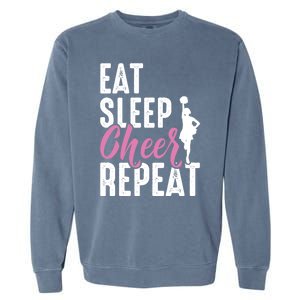 Cheerleader Funny Eat Sleep Cheer Repeat Gift Garment-Dyed Sweatshirt