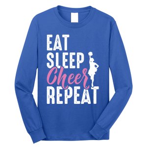 Cheerleader Funny Eat Sleep Cheer Repeat Gift Long Sleeve Shirt