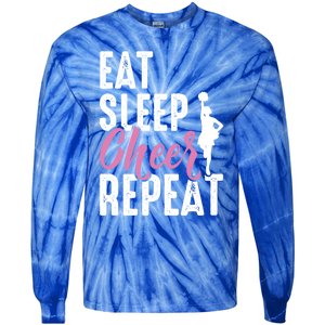 Cheerleader Funny Eat Sleep Cheer Repeat Gift Tie-Dye Long Sleeve Shirt