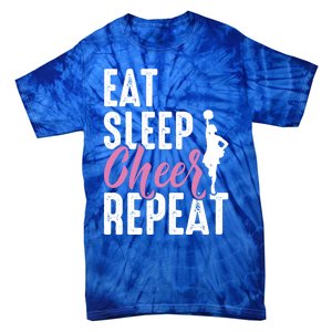 Cheerleader Funny Eat Sleep Cheer Repeat Gift Tie-Dye T-Shirt