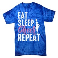 Cheerleader Funny Eat Sleep Cheer Repeat Gift Tie-Dye T-Shirt