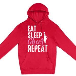 Cheerleader Funny Eat Sleep Cheer Repeat Gift Premium Pullover Hoodie