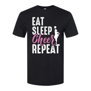 Cheerleader Funny Eat Sleep Cheer Repeat Gift Softstyle CVC T-Shirt