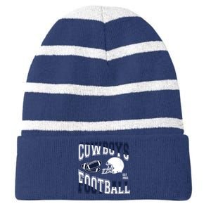 Cowboys Football Est 1960 Striped Beanie with Solid Band