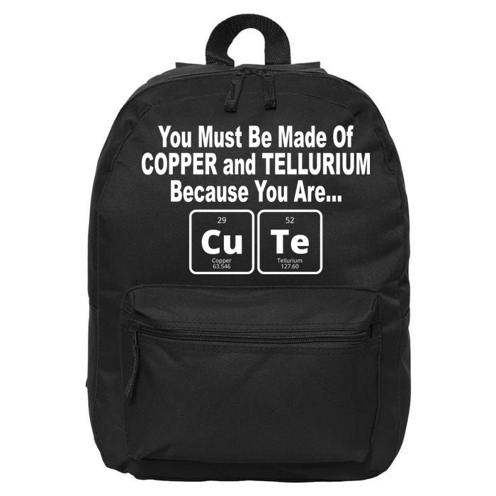 Cute Funny Element Copper Tellurium 16 in Basic Backpack