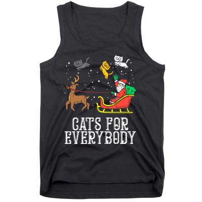 Cats For Everybody Christmas Cat Funny Xmas Women Santa Tank Top