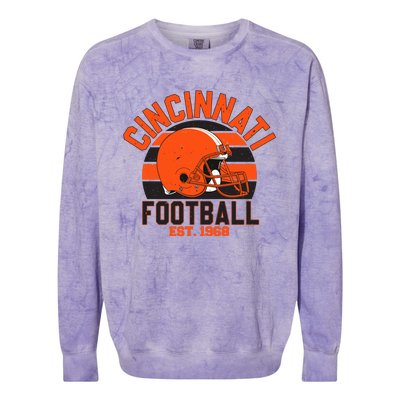 Cincinnati Football Est 1968 Team Supporter Colorblast Crewneck Sweatshirt