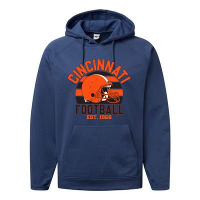 Cincinnati Football Est 1968 Team Supporter Performance Fleece Hoodie