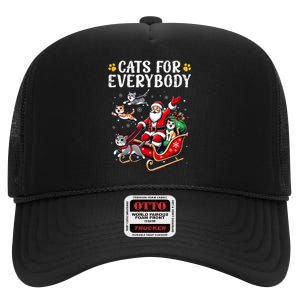 Cats For Everybody Christmas Cat Funny Xmas Women Santa High Crown Mesh Back Trucker Hat