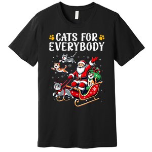 Cats For Everybody Christmas Cat Funny Xmas Women Santa Premium T-Shirt