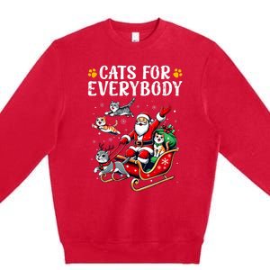 Cats For Everybody Christmas Cat Funny Xmas Women Santa Premium Crewneck Sweatshirt