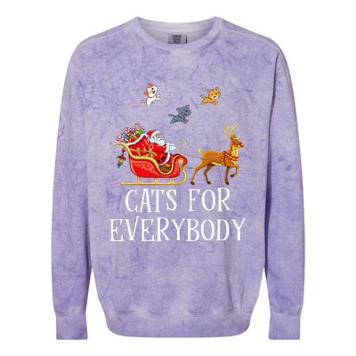 Cats For Everybody Christmas Cat Lover Santa Xmas Pajama  Colorblast Crewneck Sweatshirt