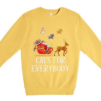 Cats For Everybody Christmas Cat Lover Santa Xmas Pajama  Premium Crewneck Sweatshirt