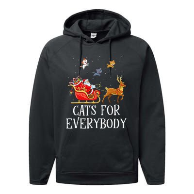 Cats For Everybody Christmas Cat Lover Santa Xmas Pajama  Performance Fleece Hoodie