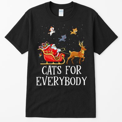 Cats For Everybody Christmas Cat Lover Santa Xmas Pajama  Tall T-Shirt