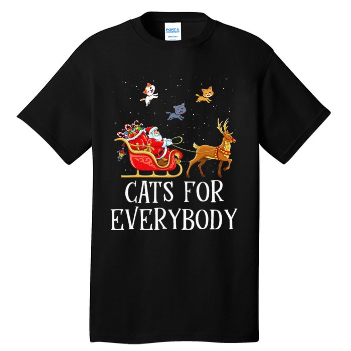 Cats For Everybody Christmas Cat Lover Santa Xmas Pajama  Tall T-Shirt