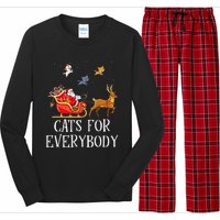 Cats For Everybody Christmas Cat Lover Santa Xmas Pajama  Long Sleeve Pajama Set