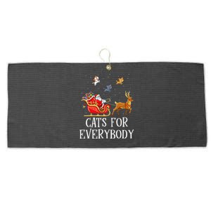 Cats For Everybody Christmas Cat Lover Santa Xmas Pajama  Large Microfiber Waffle Golf Towel