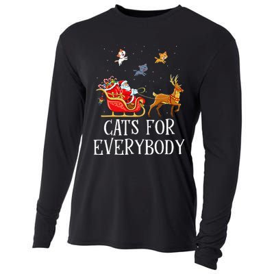 Cats For Everybody Christmas Cat Lover Santa Xmas Pajama  Cooling Performance Long Sleeve Crew