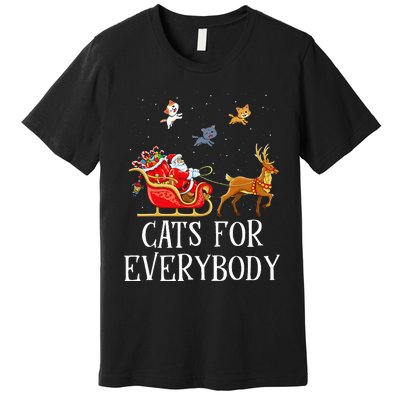 Cats For Everybody Christmas Cat Lover Santa Xmas Pajama  Premium T-Shirt