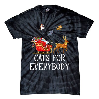 Cats For Everybody Christmas Cat Lover Santa Xmas Pajama  Tie-Dye T-Shirt