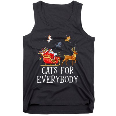 Cats For Everybody Christmas Cat Lover Santa Xmas Pajama  Tank Top