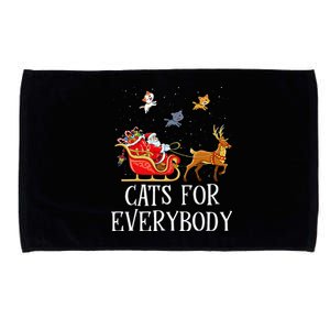 Cats For Everybody Christmas Cat Lover Santa Xmas Pajama  Microfiber Hand Towel