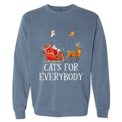 Cats For Everybody Christmas Cat Lover Santa Xmas Pajama  Garment-Dyed Sweatshirt