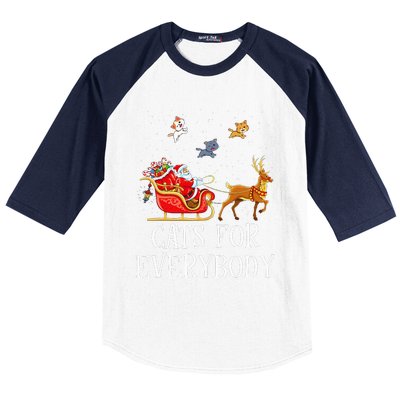 Cats For Everybody Christmas Cat Lover Santa Xmas Pajama  Baseball Sleeve Shirt