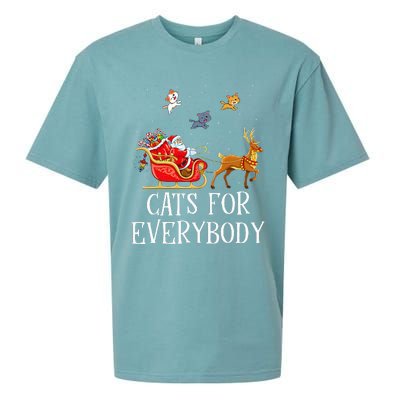 Cats For Everybody Christmas Cat Lover Santa Xmas Pajama  Sueded Cloud Jersey T-Shirt