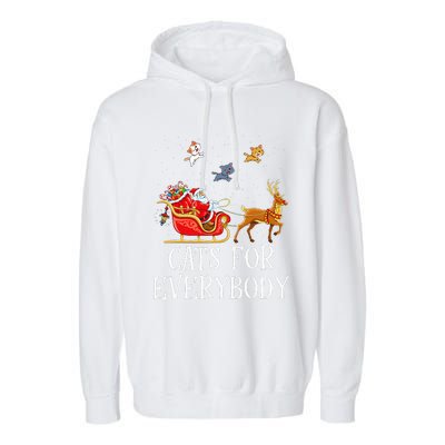 Cats For Everybody Christmas Cat Lover Santa Xmas Pajama  Garment-Dyed Fleece Hoodie