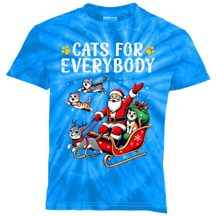 Cats For Everybody Christmas Cat Kids Tie-Dye T-Shirt