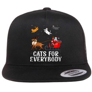 Cats For Everybody Christmas Cat Funny Xmas Santa Flat Bill Trucker Hat