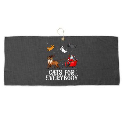 Cats For Everybody Christmas Cat Funny Xmas Santa Large Microfiber Waffle Golf Towel