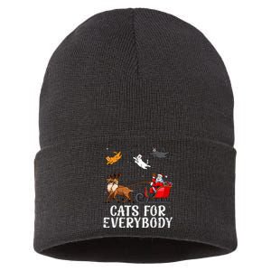 Cats For Everybody Christmas Cat Funny Xmas Santa Sustainable Knit Beanie