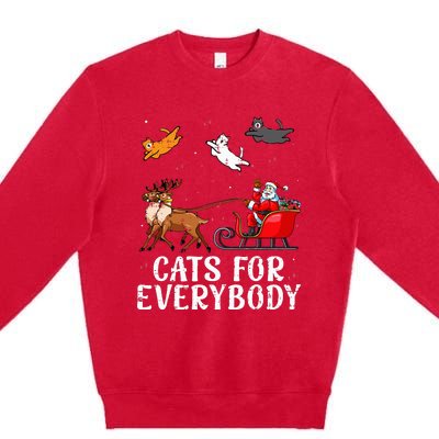 Cats For Everybody Christmas Cat Funny Xmas Santa Premium Crewneck Sweatshirt