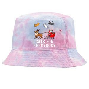 Cats For Everybody Christmas Cat Funny Xmas Santa Tie-Dyed Bucket Hat