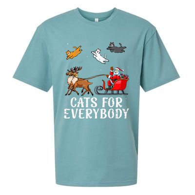 Cats For Everybody Christmas Cat Funny Xmas Santa Sueded Cloud Jersey T-Shirt